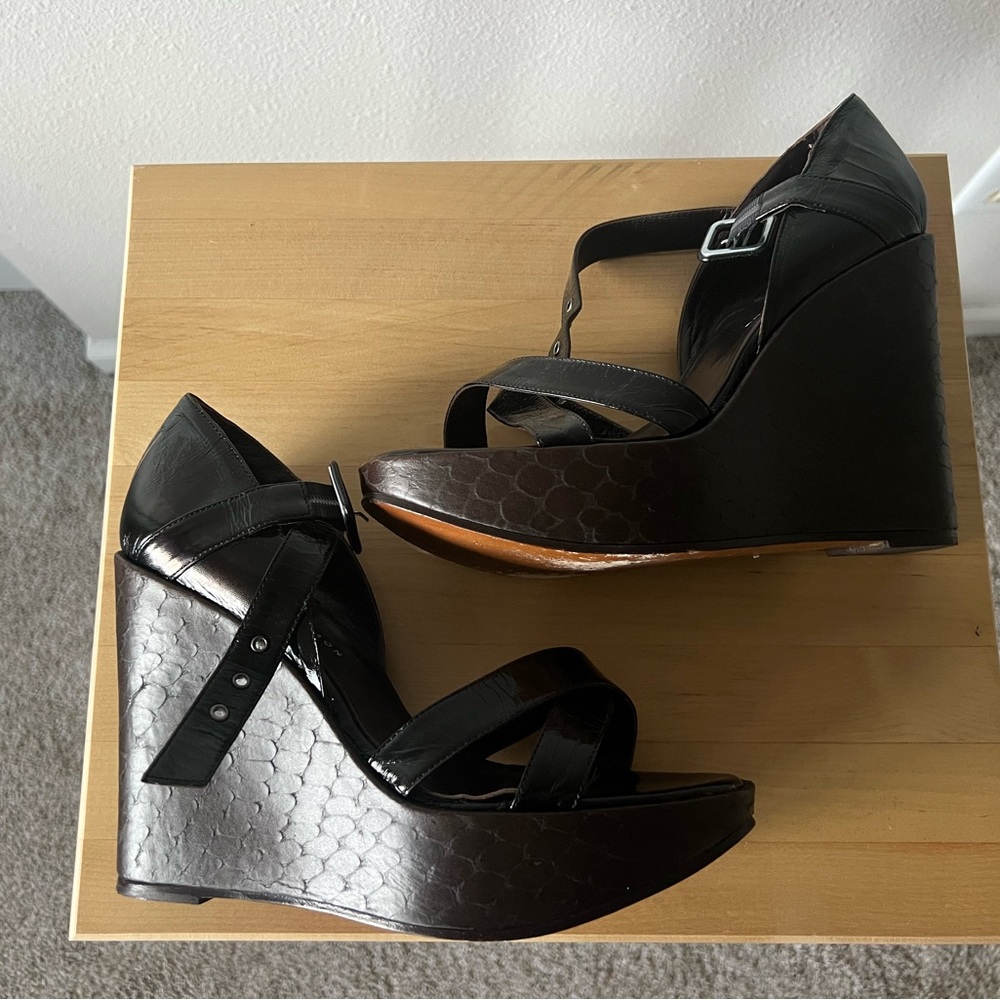Vintage Colin Robertson Leather Wedge Sandals - Picture 11 of 12